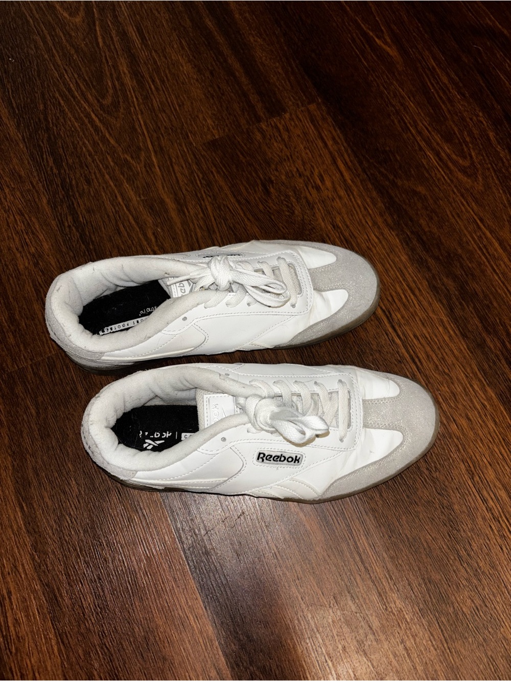 Reebok White Leather Low-Top Sneakers with Gray Accents